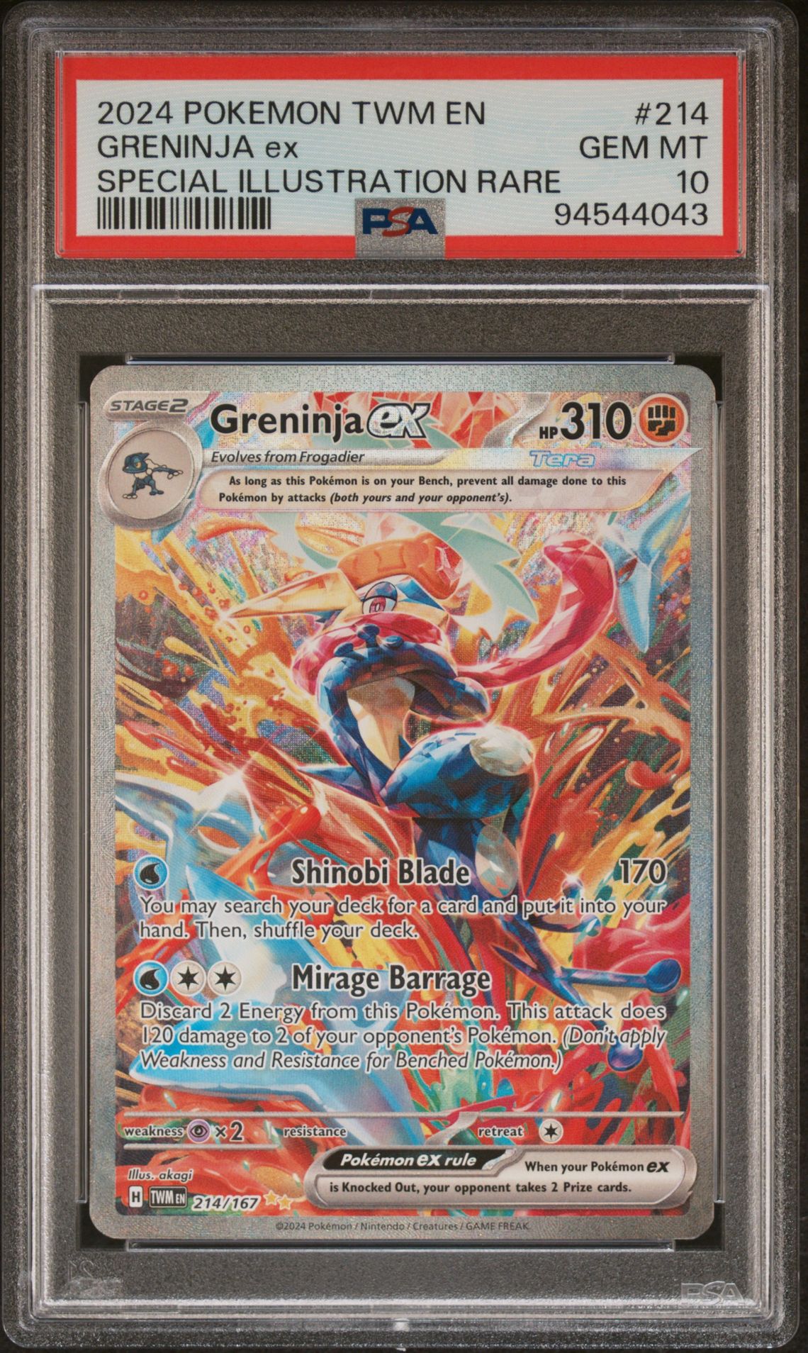 2024 Pokemon Twm En-Twilight Masquerade Greninja Ex #214 (Special Illustration Rare) Gem Mt 10 front