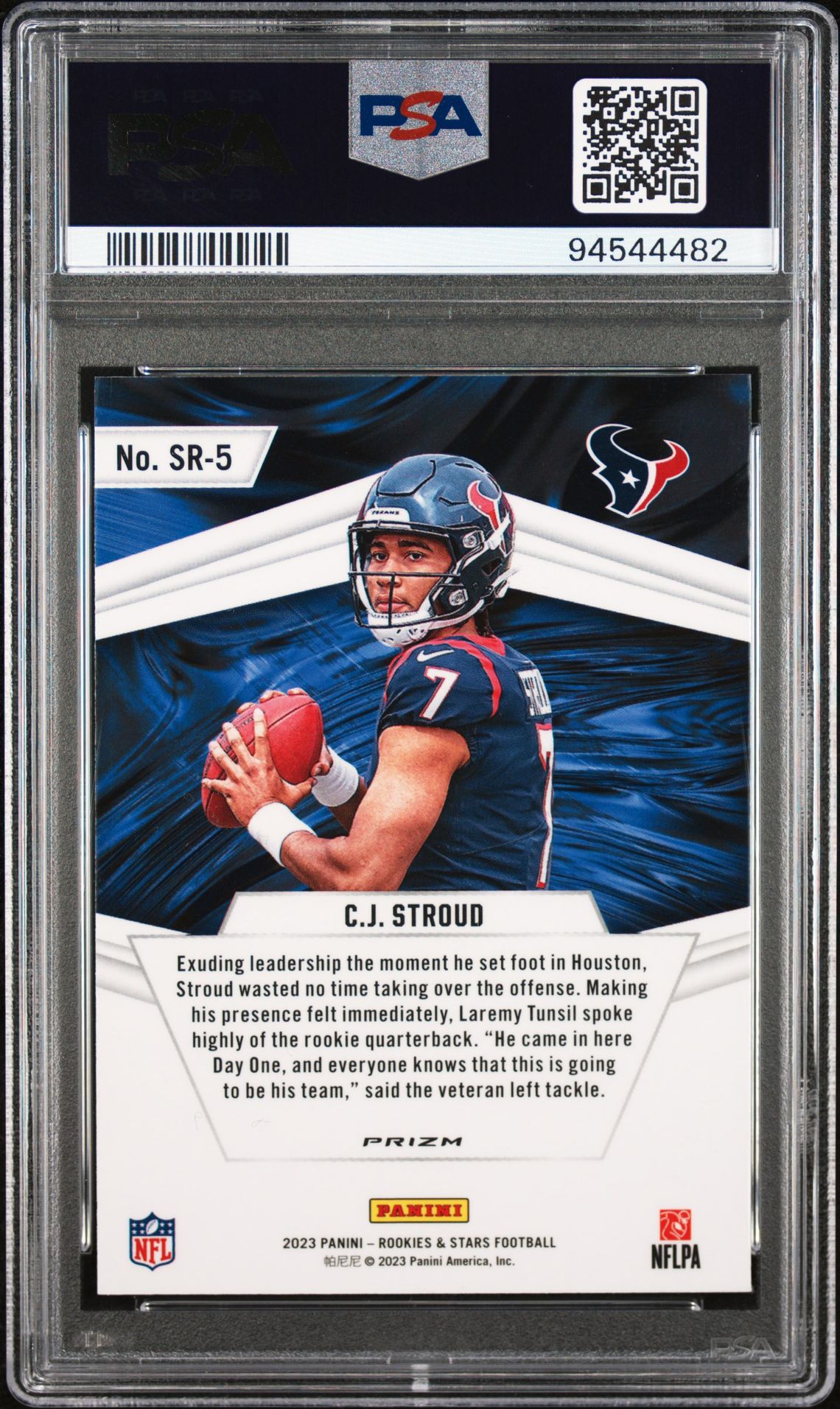 2023 Panini Rookies & Stars Stellar Rookies Cj Stroud #Sr5 (Stellar Rookies-Longevity) Mint 9 back