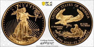 1998-W $25 Gold Eagle PR69DCAM