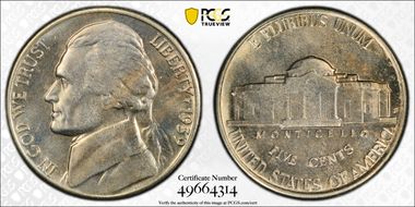 1939-S 5C Reverse of 1940 MS64FS