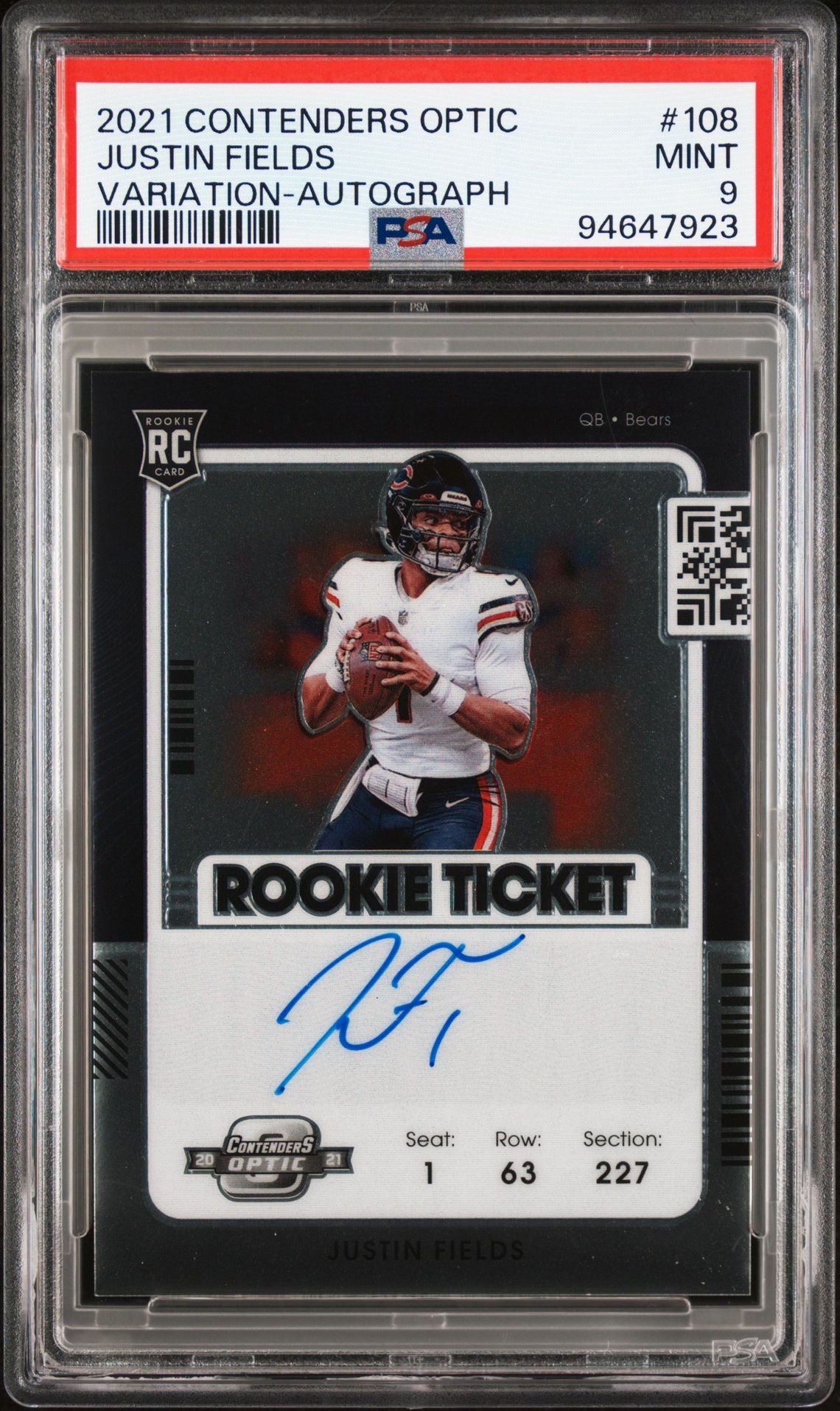 2021 Panini PANINI CONTENDERS OPTIC VARIATION-AUTOGRAPH #108 Justin Fields front