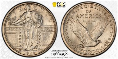 1917-S 25C Type 1 MS67FH