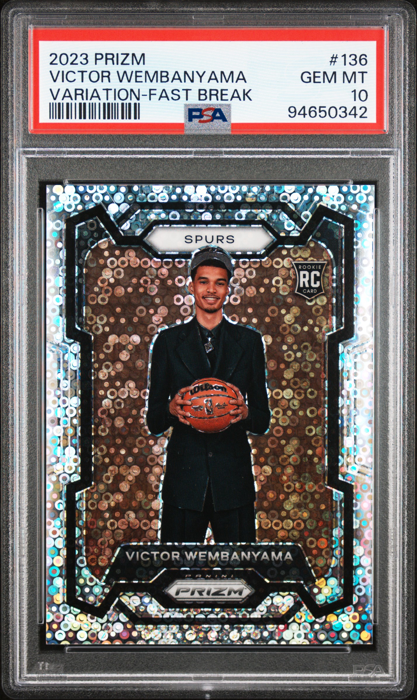 2023 Panini Prizm Victor Wembanyama #136 (Variation-Fast Break) Gem Mt 10 front