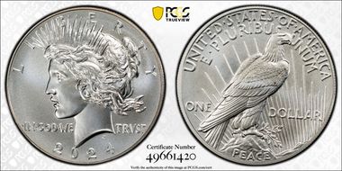 2024 $1 Peace Dollar First Day of Issue MS70