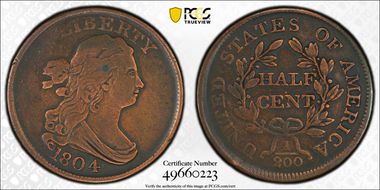 1804 1/2C Plain 4, No Stems N1BN