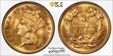 1887 $3 MS64+ 