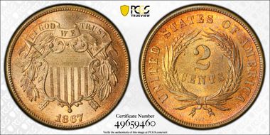 1867 2C MS65RD