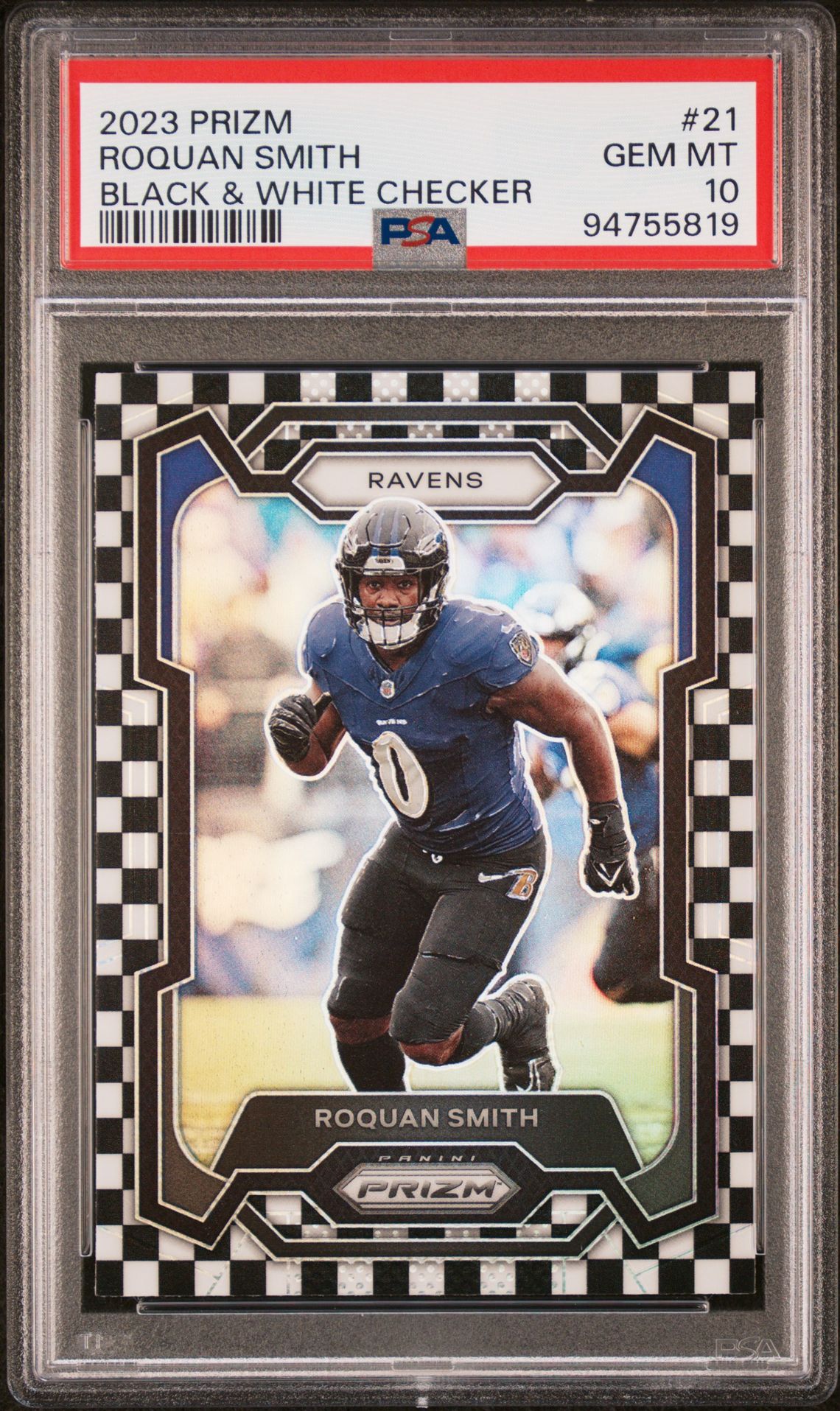 2023 Panini PANINI PRIZM BLACK & WHITE CHECKER #21 Roquan Smith front