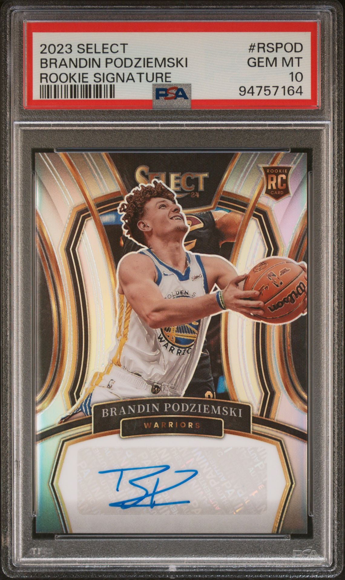 2023 Panini PANINI SELECT ROOKIE SIGNATURES White #RSPOD Brandin Podziemski front