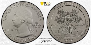 2020-P 25C Salt River Bay NP 5 oz Silver First Strike SP70