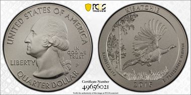 2015-P 25C Kisatchie NP 5 oz Silver First Strike SP68