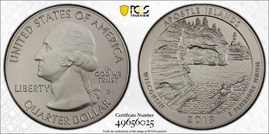 2018-P 25C Apostle Islands NP 5 oz Silver First Strike SP70
