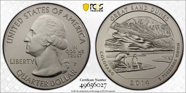 2014-P 25C Great Sand Dunes NP 5 oz Silver - First Strike SP69