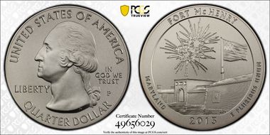 2013-P 25C Fort McHenry NP 5 oz Silver - First Strike SP69