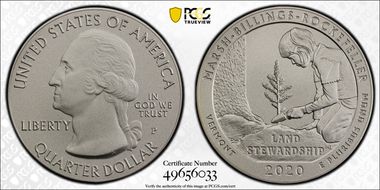 2020-P 25C Marsh-Billings-Rockefeller NP 5 oz Silver First Strike SP70