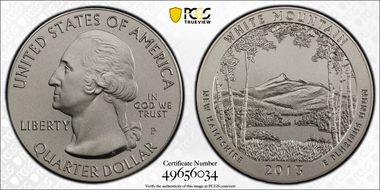 2013-P 25C White Mountain NP 5 oz Silver- First Strike SP68
