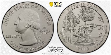 2018-P 25C Pictured Rocks NP 5 oz Silver First Strike SP70