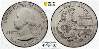 2017-P 25C Ellis Island NP 5 oz Silver - First Strike SP70