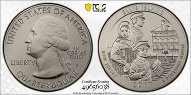 2017-P 25C Ellis Island NP 5 oz Silver - First Strike SP70