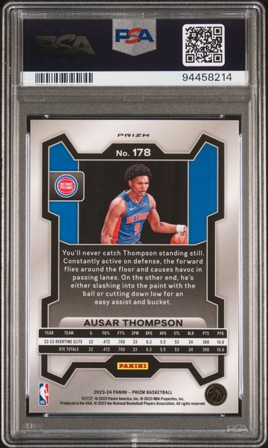 2023 Panini Prizm Ausar Thompson #178 (Blue Yellow Green Choice) Gem Mt 10 back