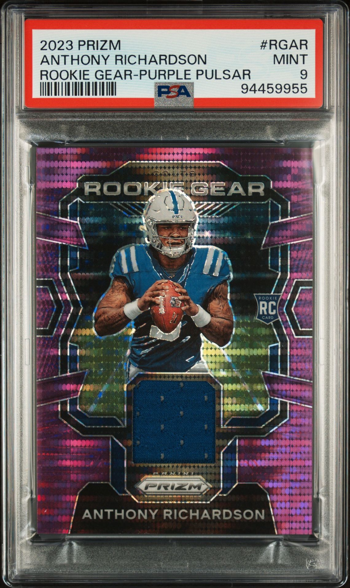 2023 Panini PANINI PRIZM ROOKIE GEAR PURPLE PULSAR #RGAR Anthony Richardson front