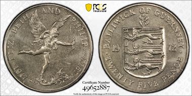 1972 25p 25th Wedding Anniversary MS65