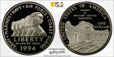 1994-P $1 Women Military PR70DCAM