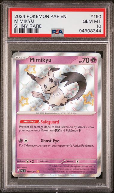 2024 Pokemon Paldean Fates Shiny Rare SHINY RARE #160 Mimikyu front