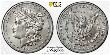 2021 $1 Morgan Dollar 100th Anniversary MS70