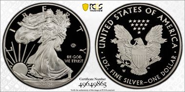 2020-W  $1 Silver Eagle - v75 Privy PR70DCAM