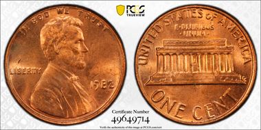 1982 1C Bronze Large Date MS64RD