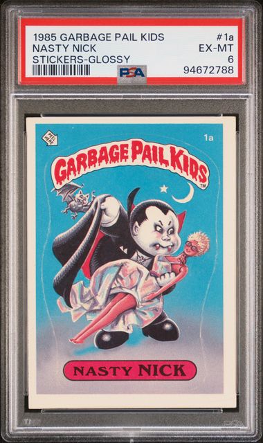 1985 Topps Garbage Pail Kids Series 1 Stickers/Base-Glossy #1A Nasty Nick front