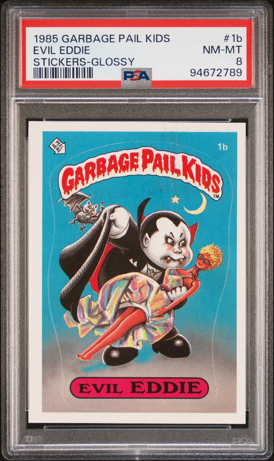 1985 Topps GARBAGE PAIL KIDS STICKERS STICKERS #1B Evil Eddie front