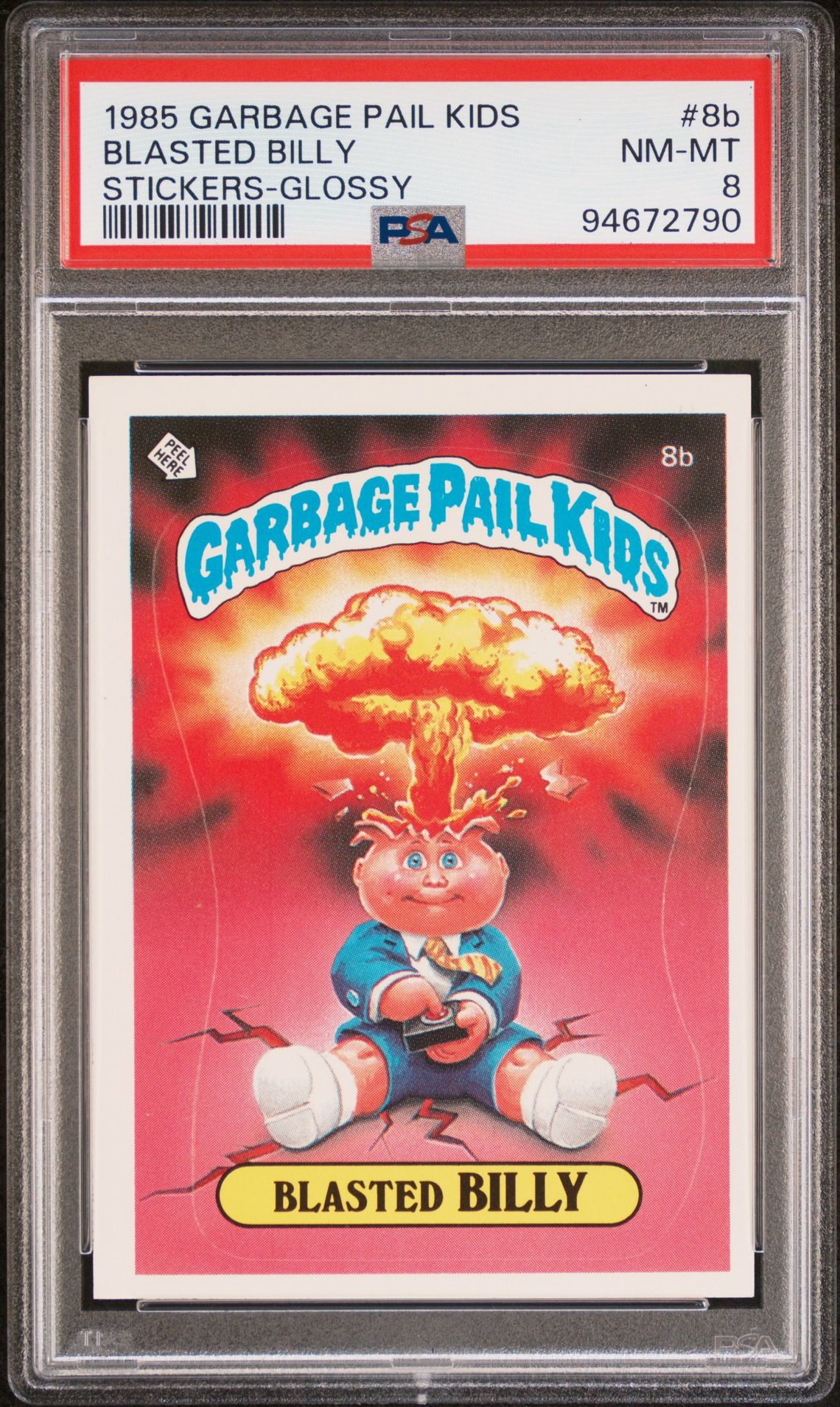 1985 Topps GARBAGE PAIL KIDS STICKERS GLOSSY #8B Blasted Billy front