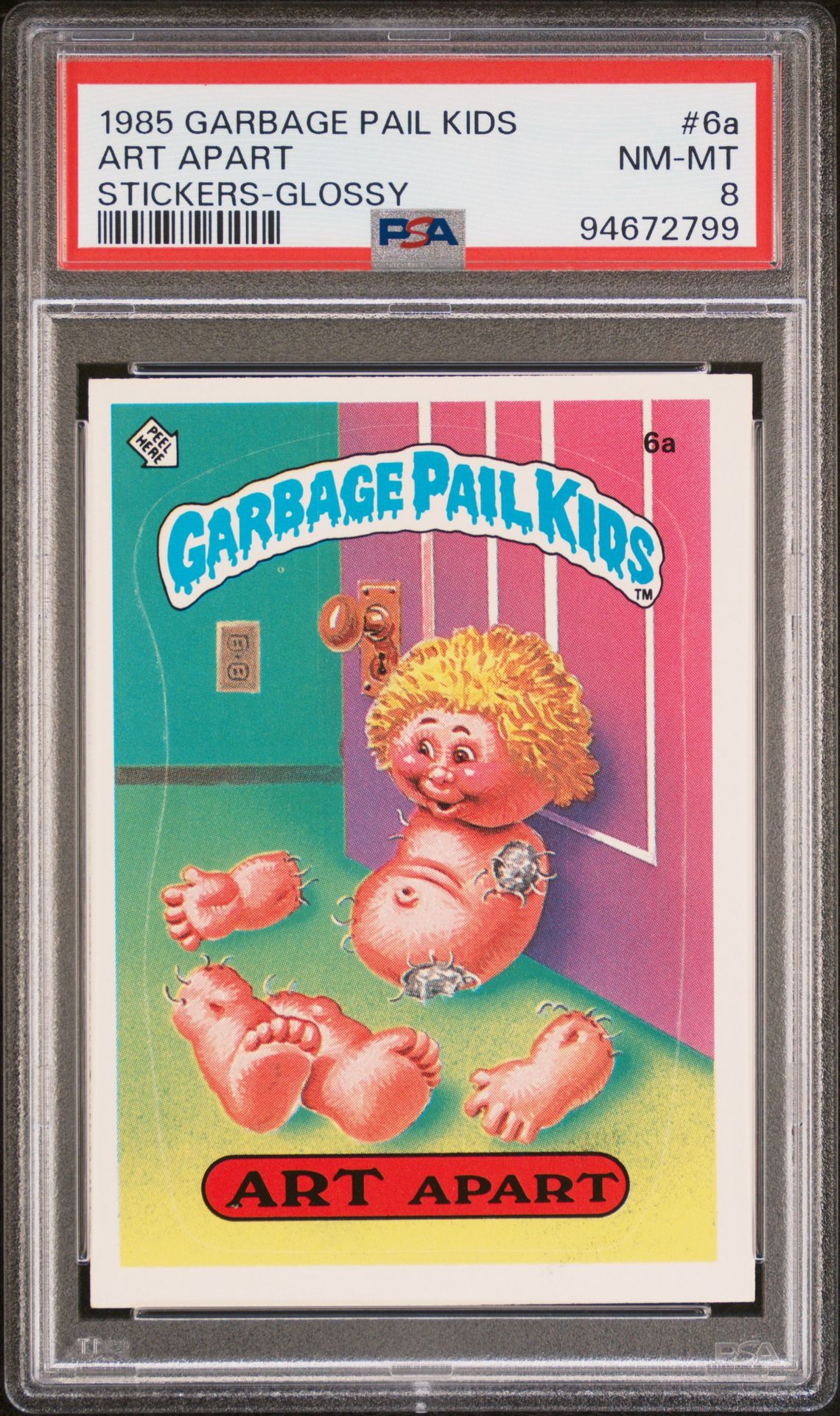 1985 Topps GARBAGE PAIL KIDS STICKERS GLOSSY #6A Art Apart front