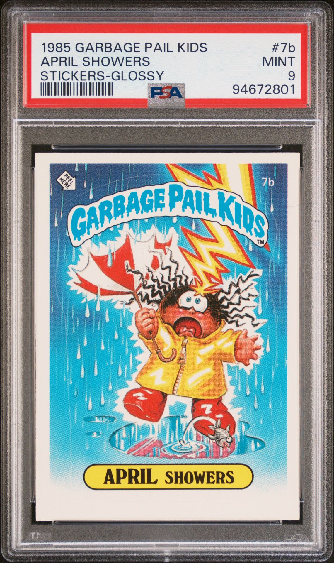 1985 Topps GARBAGE PAIL KIDS STICKERS STICKERS-GLOSSY #7B April Showers front