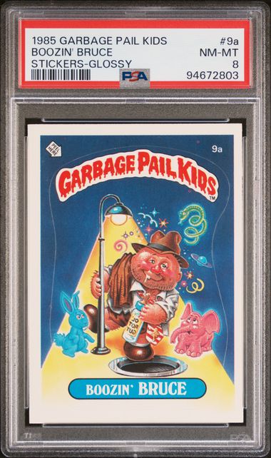 1985 Topps GARBAGE PAIL KIDS STICKERS GLOSSY #9A Boozin' Bruce front