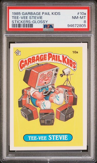 1985 Topps Garbage Pail Kids Series 1 Stickers/Base-Glossy #10A Tee-Vee Stevie front