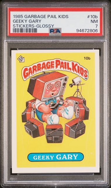 1985 Topps GARBAGE PAIL KIDS STICKERS GLOSSY #10B Geeky Gary front