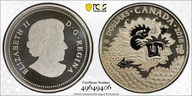 2018 $8 Dragon Luck Matte PR70
