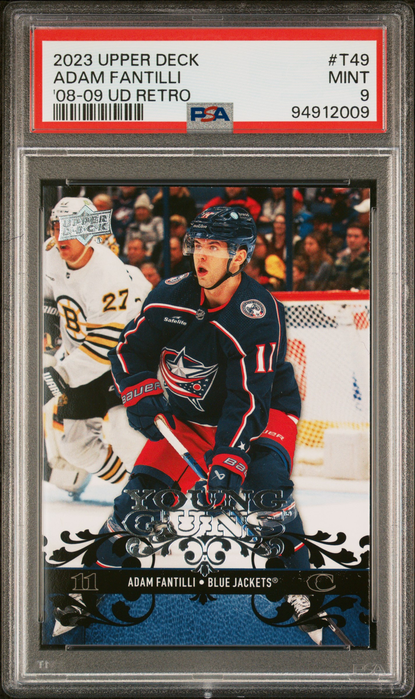 2023 Upper Deck Extended Series 2008-09 Upper Deck Retro Adam Fantilli #T49 ('08-09 Ud Retro) Mint 9 front