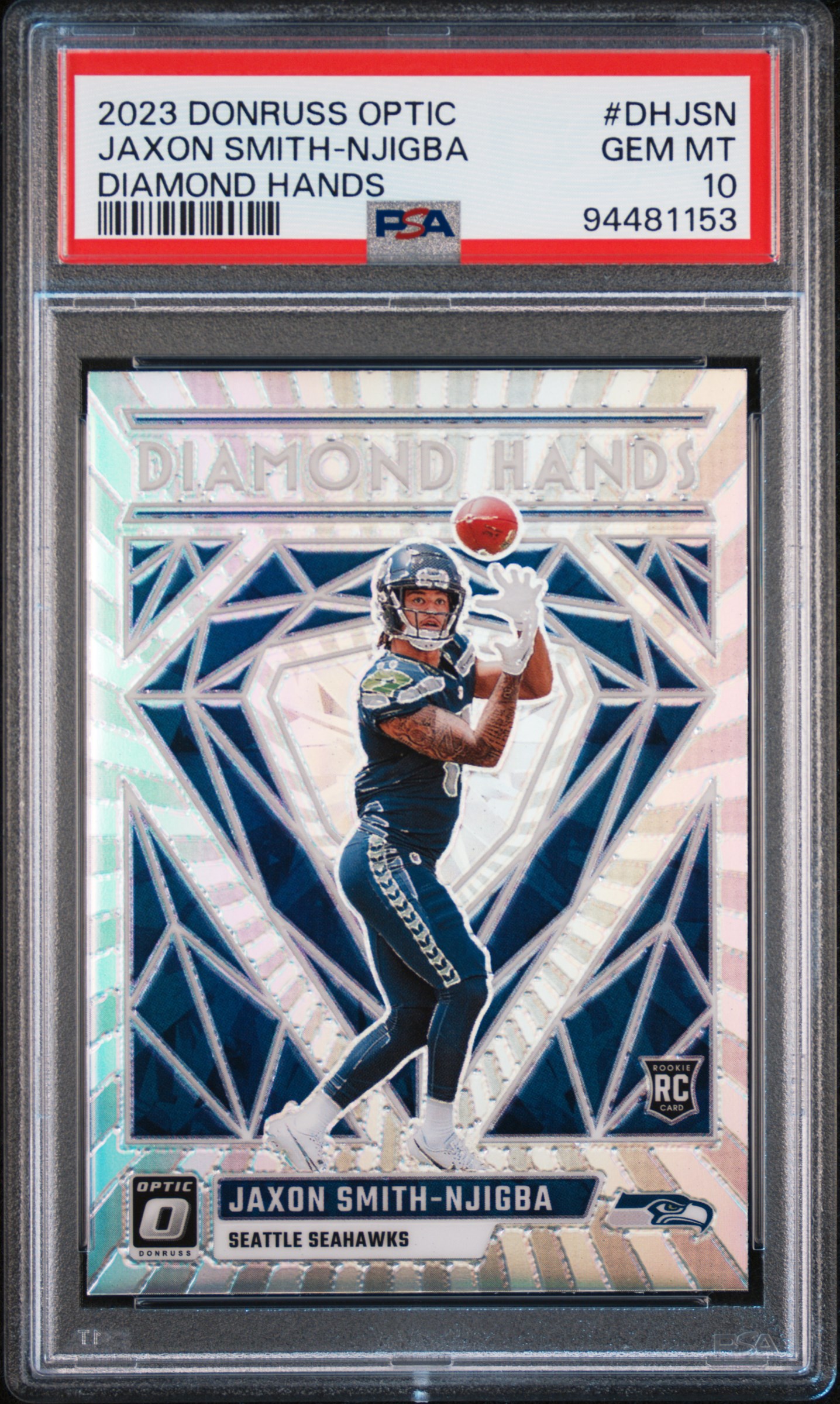 2023 Panini Donruss Optic Diamond Hands Jaxon Smith-Njigba #Dhjsn Gem Mt 10 front