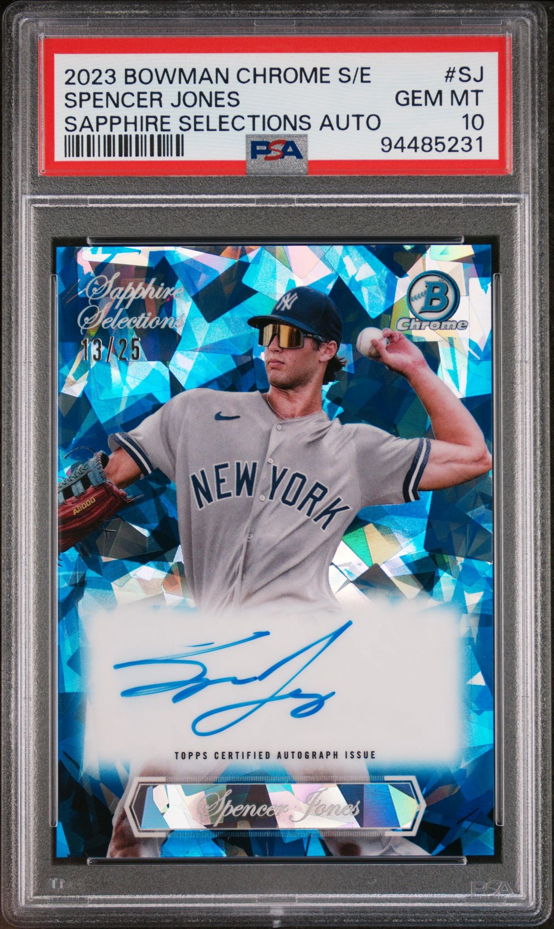 2023 Bowman BOWMAN CHROME SAPPHIRE EDITION SAPPHIRE SELECTIONS AUTOGRAPH #SJ Spencer Jones front