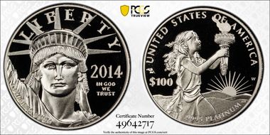 2014-W $100 Statue of Liberty PR70DCAM