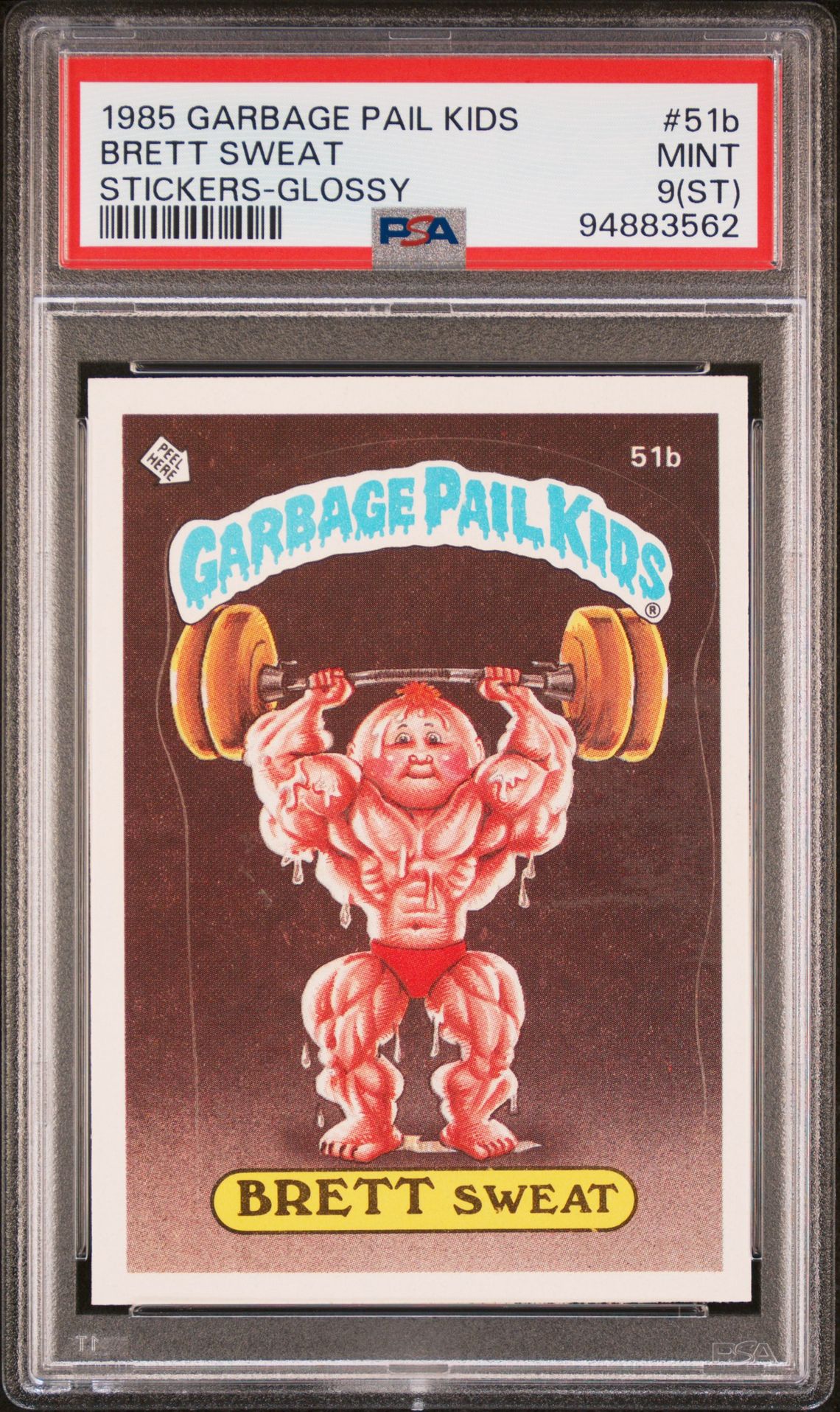 1985 Topps GARBAGE PAIL KIDS STICKERS STICKERS-GLOSSY #51B Brett Sweat front