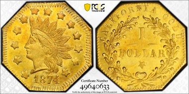 1874 G$1 BG-1124 MS64