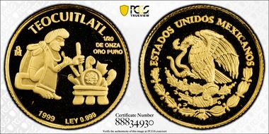 1999-Mo 1/20 oz Teocuitlatl KM-642  Au PR69DCAM
