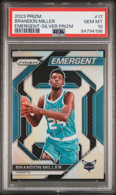 2023 Panini Prizm Emergent Brandon Miller #17 (Emergent-Silver Prizm) Gem Mt 10 front