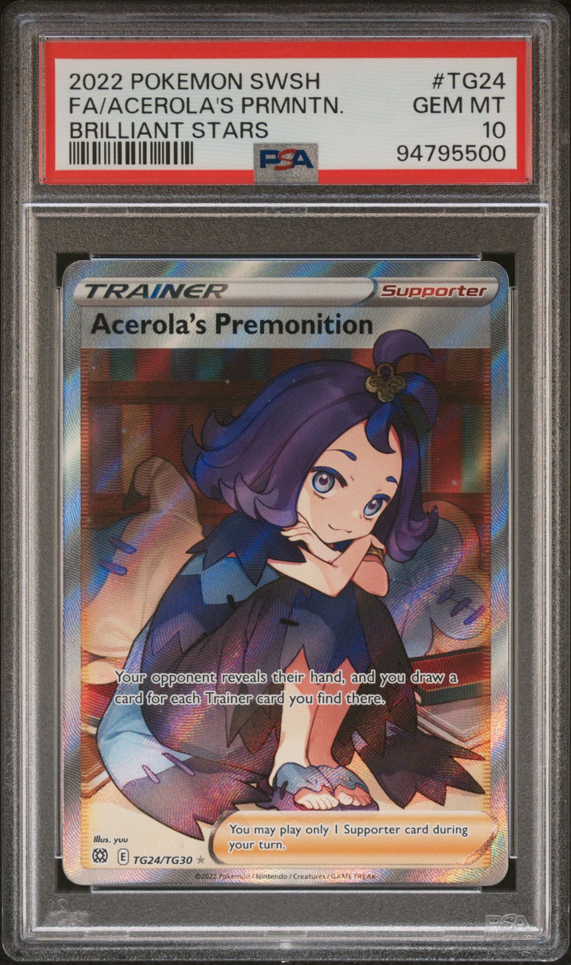 2022 Pokemon POKEMON SWORD & SHIELD BRILLIANT STARS #TG24 FA/Acerola's Prmntn. front