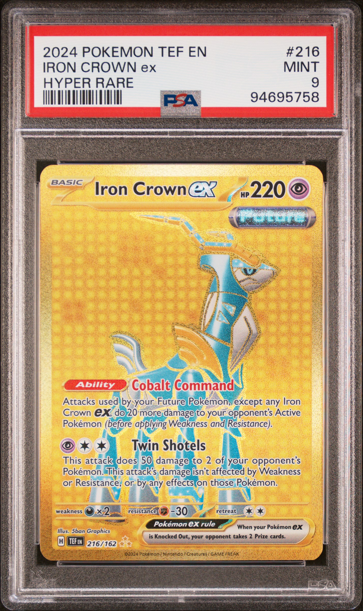 2024 #216 Iron Crown EX PSA 9 Tef EN-Temporal Forces
